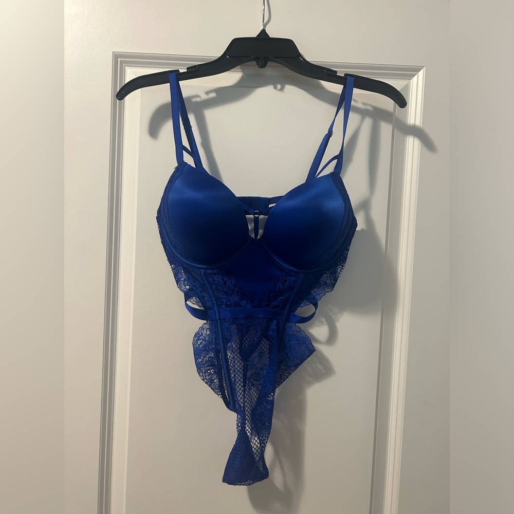 Victoria Secret bombshell teddy bodysuit royal blue brand new with tags.